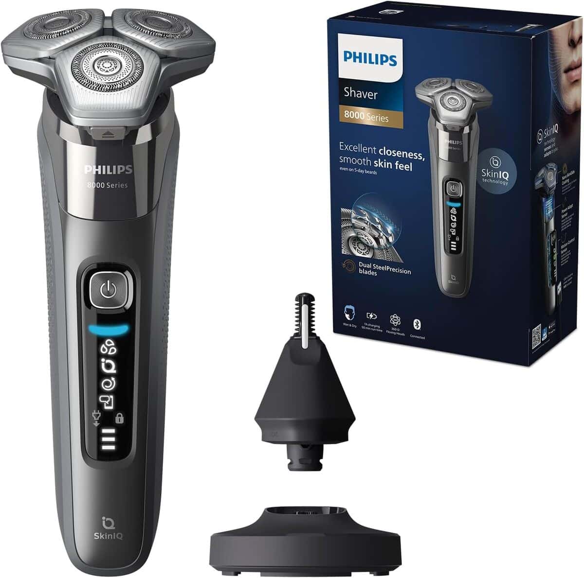 Test du rasoir Philips Series 8000 S8697/23 : technologie SkinIQ et tondeuse rétractable