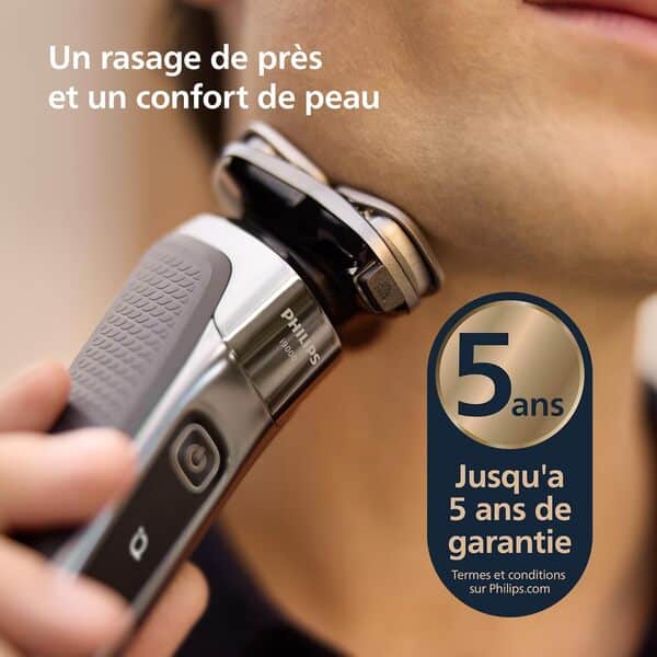 Philips Rasoir i9000, rasoir électrique sec et humide, avec technologie Skin IQ, système Triple Lift & Cut, lames rotatives 360 Dual SteelPrecision Blades, modèle X9002/30