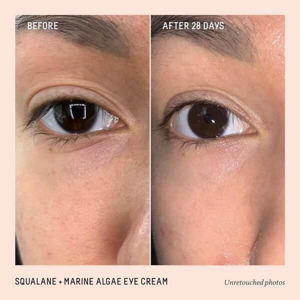 BIOSSANCE Squalane and Marine Algues Crème contour des yeux – Crème anti-âge sous les yeux pour les ridules, les rides et les poches – Formule hydratante et liftante à l'acide hyaluronique et à