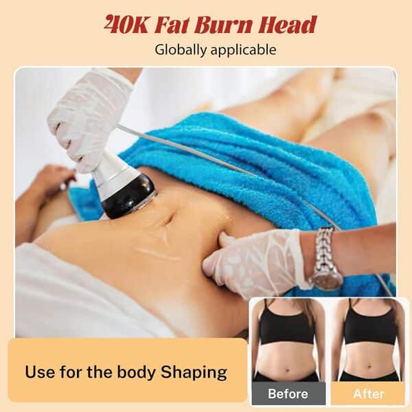 Lipocavitation Radiofrequence 4 en 1, 40K Machine Cavitation Sous Vide Ultrasonique, Corps Amincissant Machine,Machine De Beauté Du Visage, Pour Le Visage, Les Bras, l'abdomen (M)