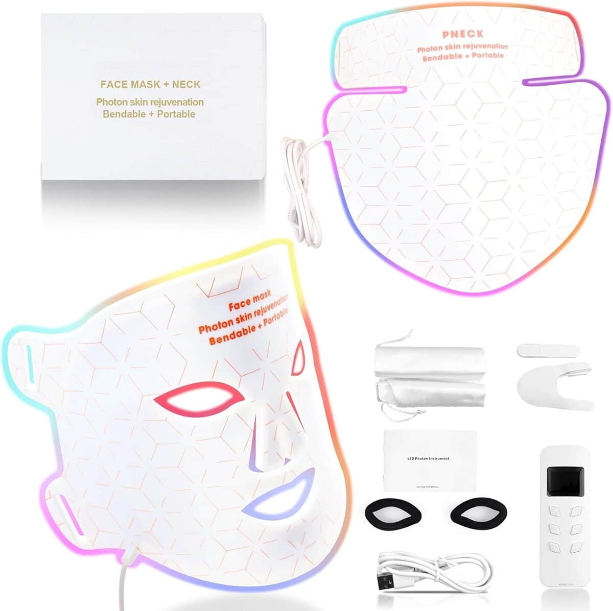 Test masque LED visage et cou anti-âge