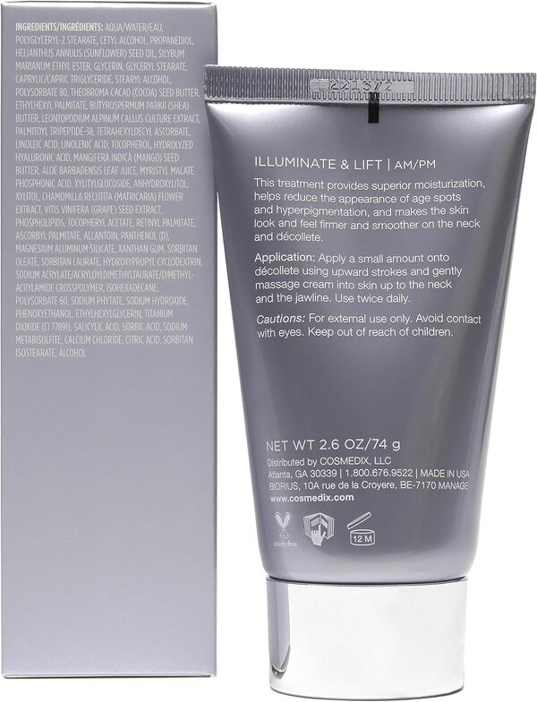 Cosmedix Illuminate and Lift Neck and Decollete Moisturizer For Unisex 2.6 oz Moisturizer