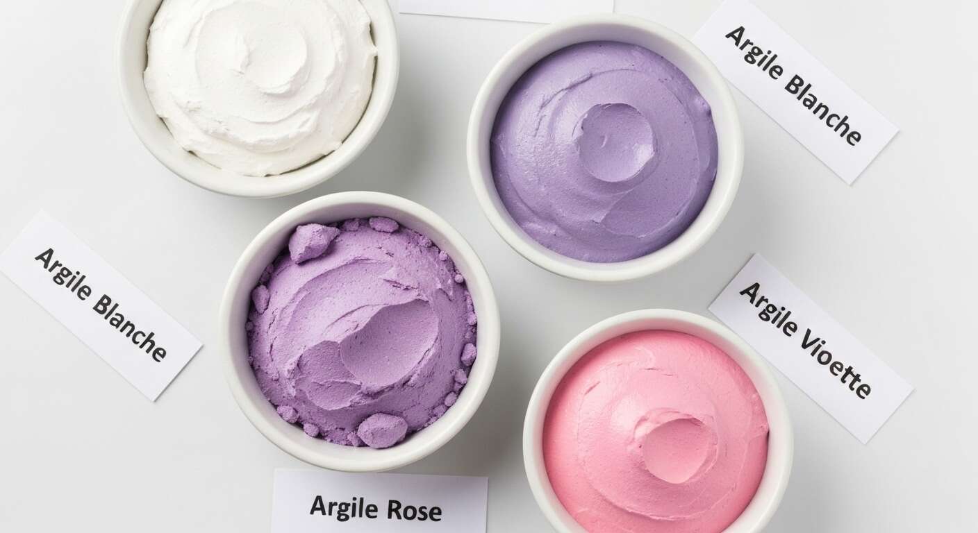 Argiles adaptées aux peaux sensibles : blanche, violette, rose Argiles adaptées aux peaux sensibles : blanche, violette, rose