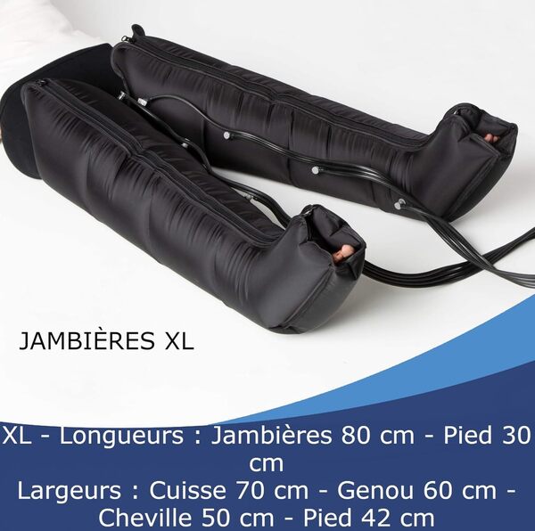 Dinamicamed ® PRO 4.0 Classic Pressotherapie Professionnelle Drainage Lymphatique 4 Chambres à Air - Appareil de Massage 6 Programmes de Massage, 2 Bottes de Pressothérapie XL