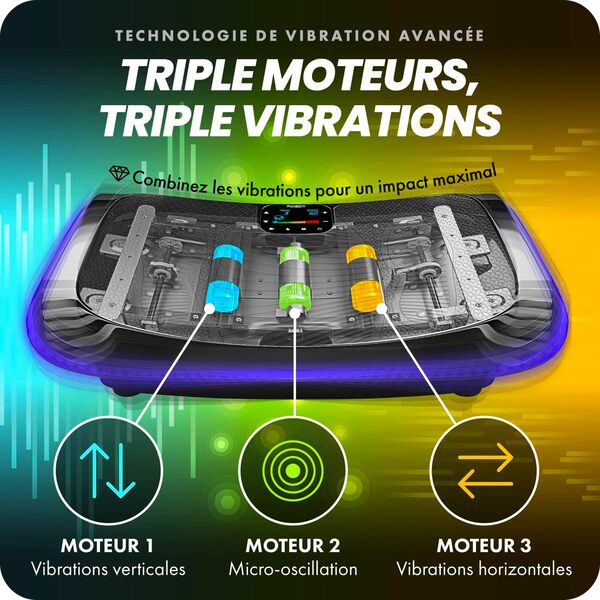 Plateforme Vibrante et Oscillante 4D Triples Moteurs Silencieux Bluefin Fitness | Idéal pour Fitness et Musculation | Appareil de Massage Anti-Cellulite | Perte de Poids Rapide