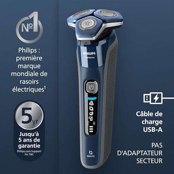 Découvrez les performances du rasoir électrique Philips S7885/63 de la série 7000. Expérimentez un rasage précis et confortable sous l'eau ou à sec grâce à la technologie Wet & Dry.