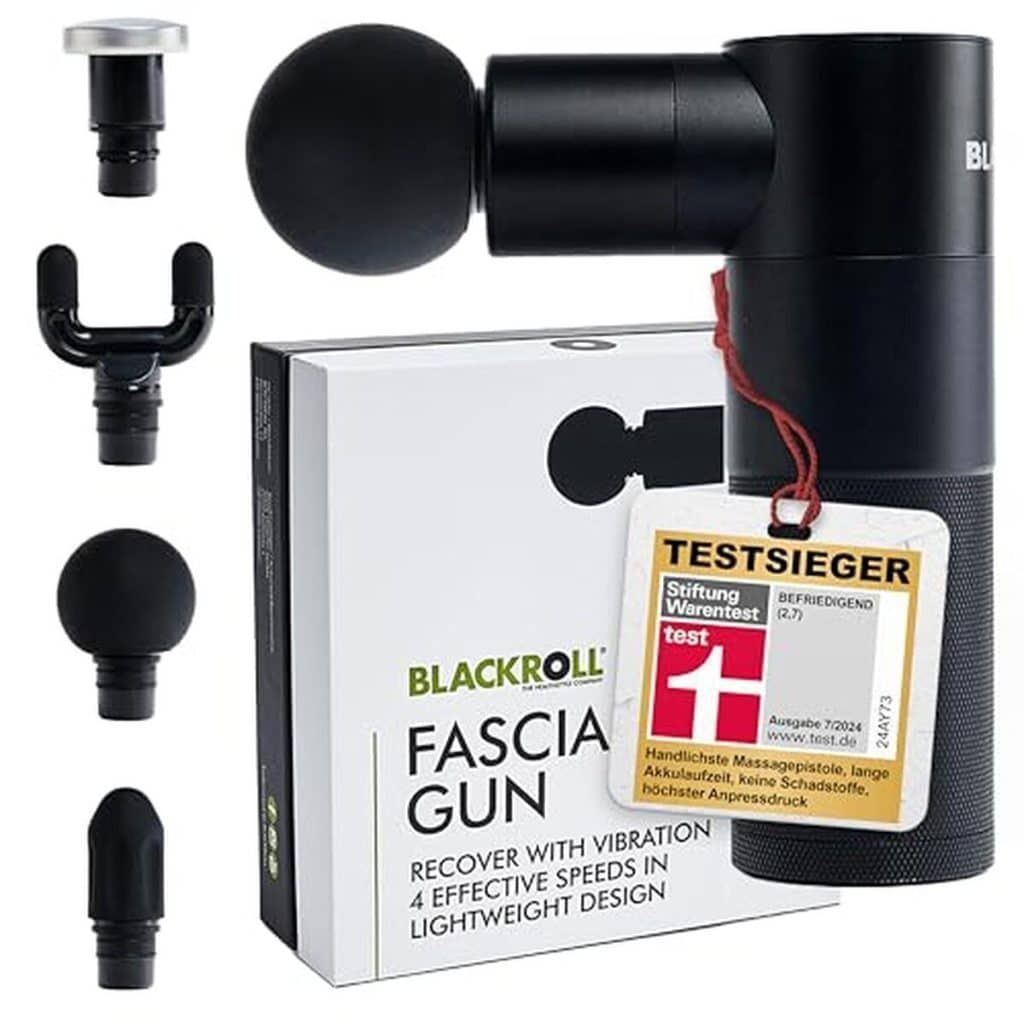 Test du pistolet de massage Blackroll Fascia Gun : intensité réglable pour un soulagement musculaire optimal